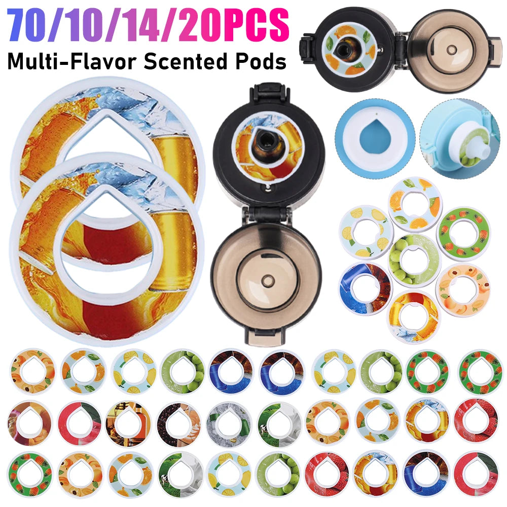 7/10/14/20PCS Water Bottle Flavour Pod Air Scent Fruit Flavour Pods For Water Bottle 0 Sugar Up Scented Pods Bottle Accessories